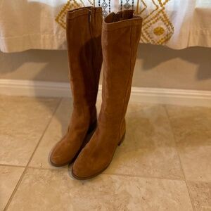 Brown suede long boots